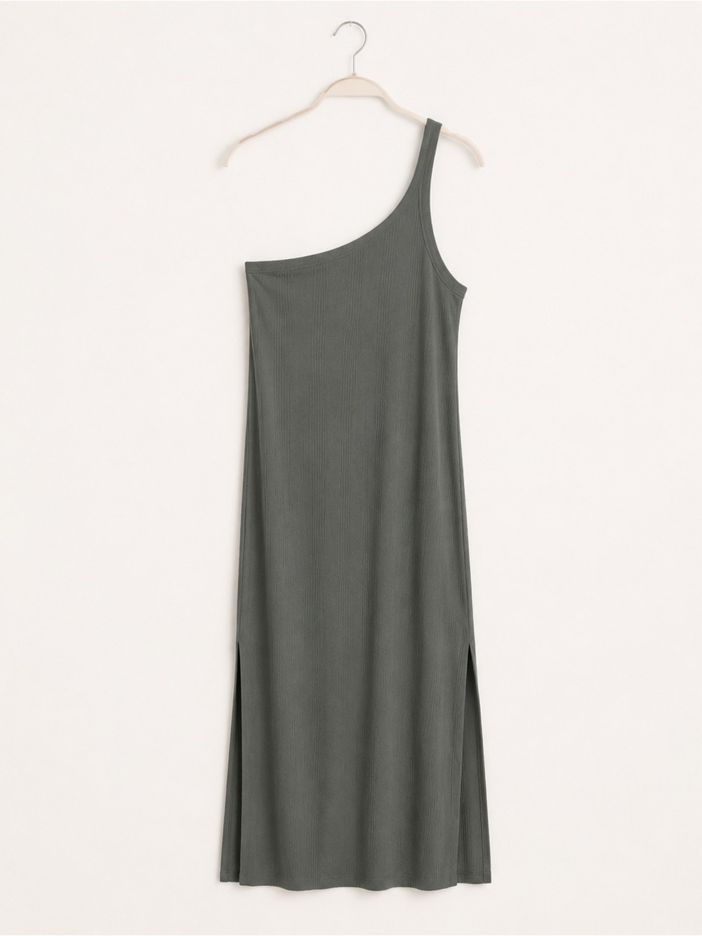 American Eagle Outfitters One-Shoulder Olive Green Maxi Dress